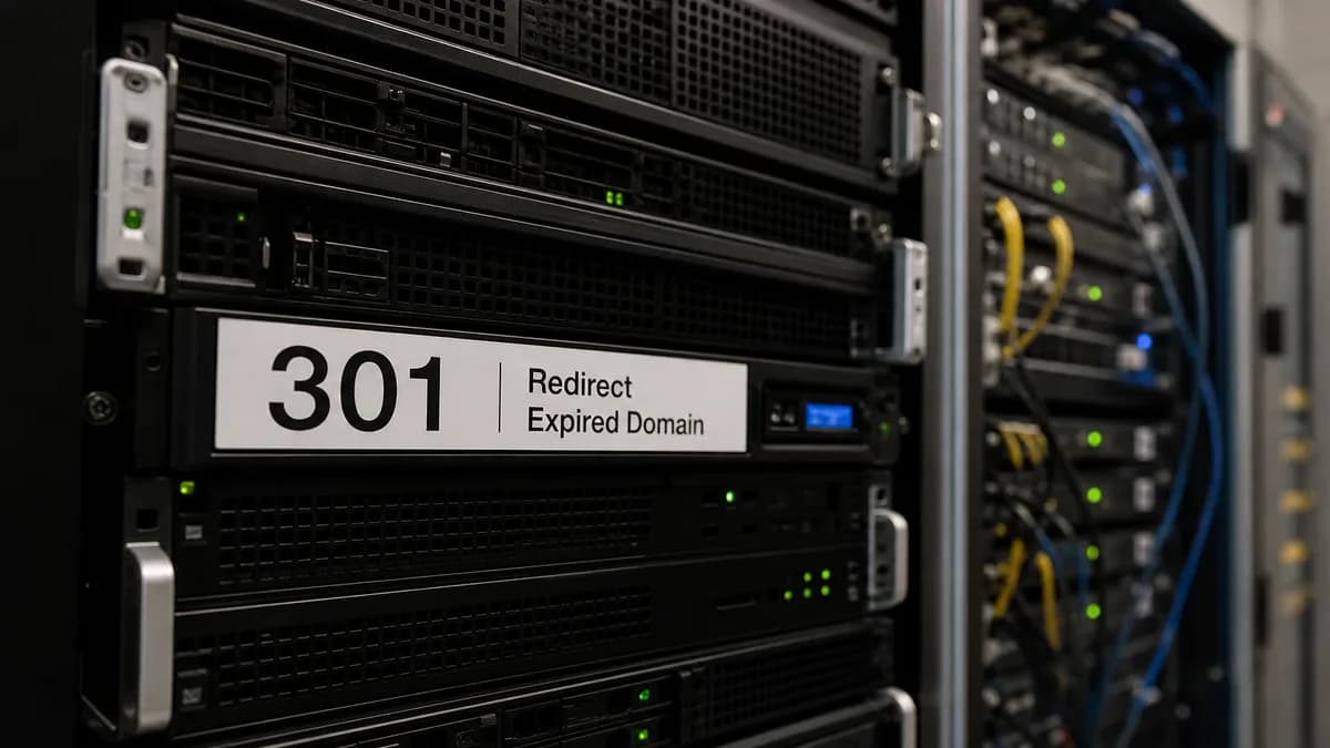 Serverrack met netwerkkabels, symbool voor doorverwijzingen tussen domeinen